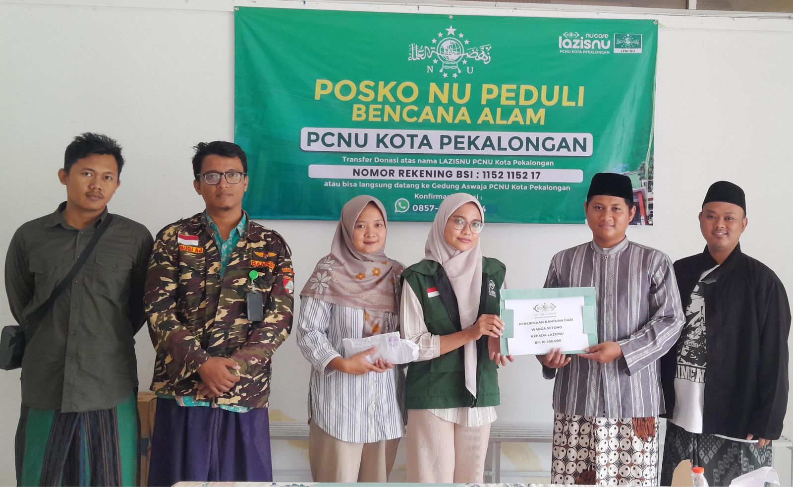 Penyerahan donasi nu peduli dari gp ansor setono ke lazisnu pcnu kota pekalongan